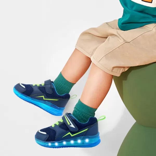 imageSKYWHEEL Boys Girls Sneakers Light up for Toddler Size 5 to Little Kids Size 2Dark Blue Light Up Shoes