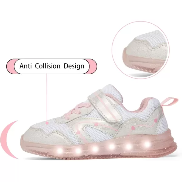 imageSKYWHEEL Boys Girls Sneakers Light up for Toddler Size 5 to Little Kids Size 2Girls White Light Up Shoes