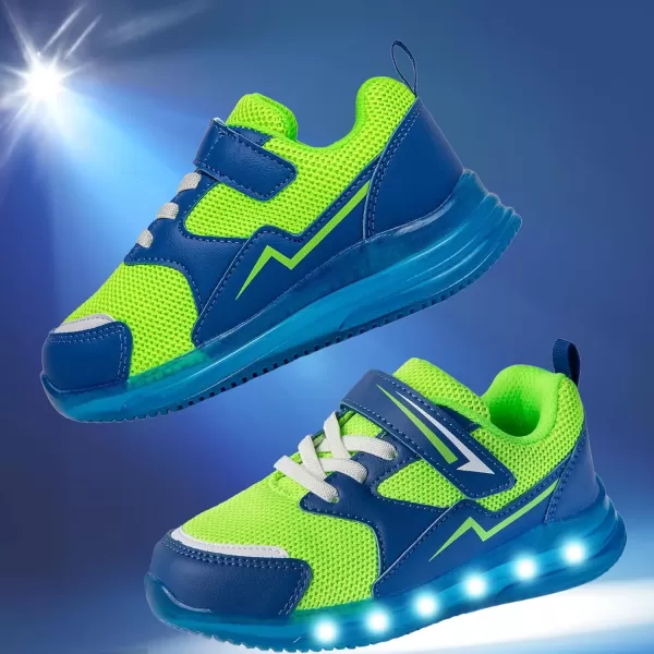 imageSKYWHEEL Boys Girls Sneakers Light up for Toddler Size 5 to Little Kids Size 2Green Light Up Shoes for Boys