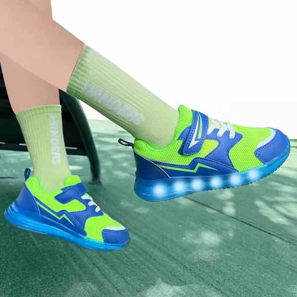 imageSKYWHEEL Boys Girls Sneakers Light up for Toddler Size 5 to Little Kids Size 2Green Light Up Shoes for Boys
