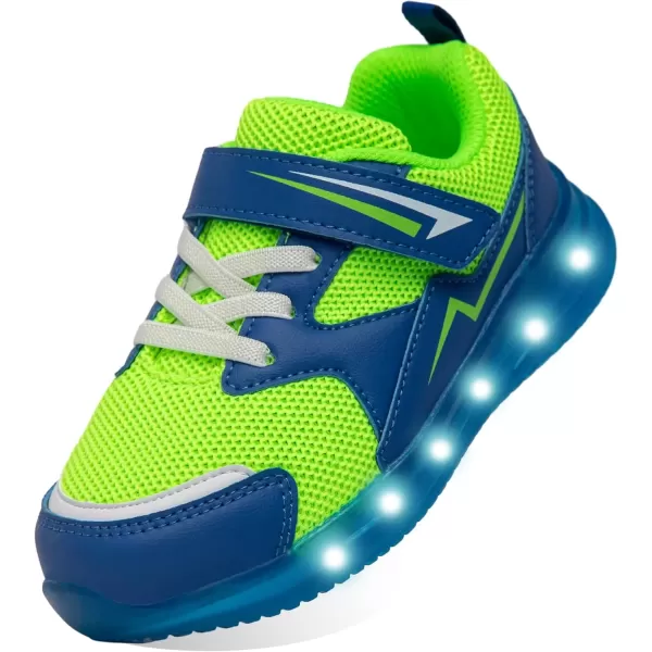 imageSKYWHEEL Boys Girls Sneakers Light up for Toddler Size 5 to Little Kids Size 2Green Light Up Shoes for Boys