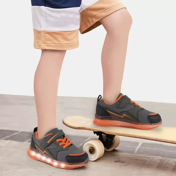 imageSKYWHEEL Boys Girls Sneakers Light up for Toddler Size 5 to Little Kids Size 2Grey Boys Light Up Shoes