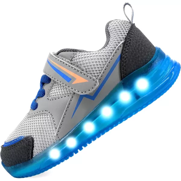 imageSKYWHEEL Boys Girls Sneakers Light up for Toddler Size 5 to Little Kids Size 2Grey Light Up Shoes