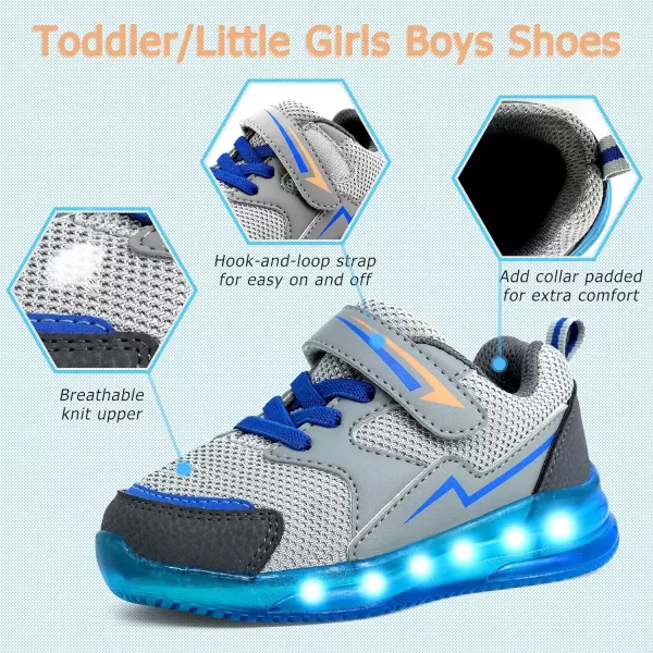 imageSKYWHEEL Boys Girls Sneakers Light up for Toddler Size 5 to Little Kids Size 2Grey Light Up Shoes