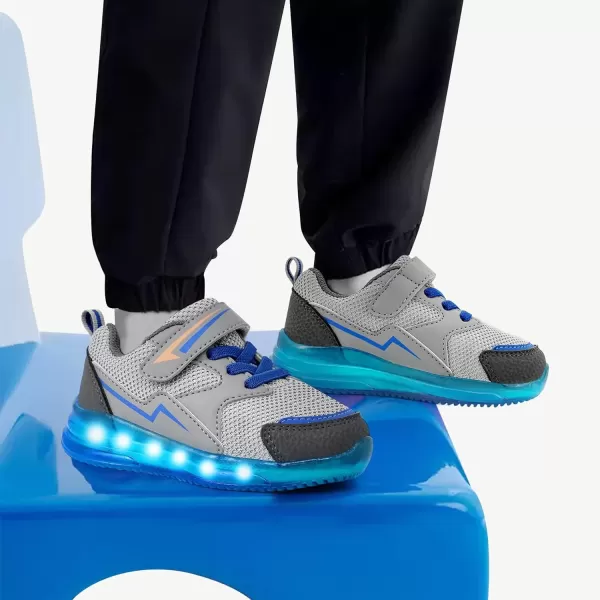 imageSKYWHEEL Boys Girls Sneakers Light up for Toddler Size 5 to Little Kids Size 2Grey Light Up Shoes