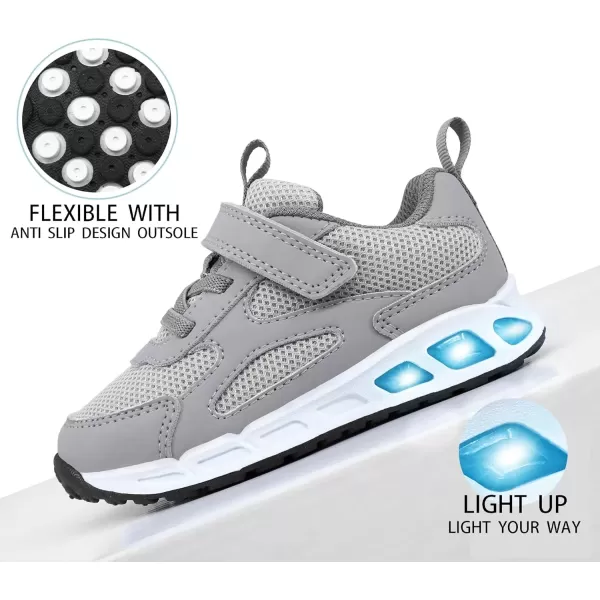 imageSKYWHEEL Boys Girls Sneakers Light up for Toddler Size 5 to Little Kids Size 2Grey Light Up Shoes Toddler