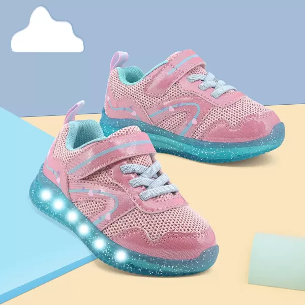 imageSKYWHEEL Boys Girls Sneakers Light up for Toddler Size 5 to Little Kids Size 2Pink Toddler Shoes