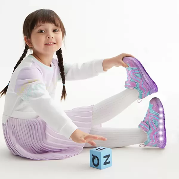 imageSKYWHEEL Boys Girls Sneakers Light up for Toddler Size 5 to Little Kids Size 2Purple Toddler Shoes