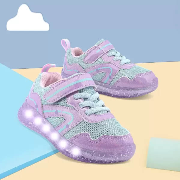 imageSKYWHEEL Boys Girls Sneakers Light up for Toddler Size 5 to Little Kids Size 2Purple Toddler Shoes