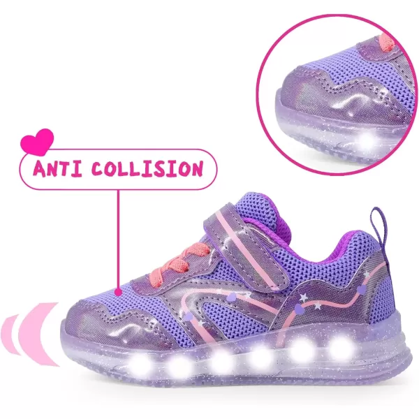 imageSKYWHEEL Boys Girls Sneakers Light up for Toddler Size 5 to Little Kids Size 2Toddler Purple Girl Light Up Shoes