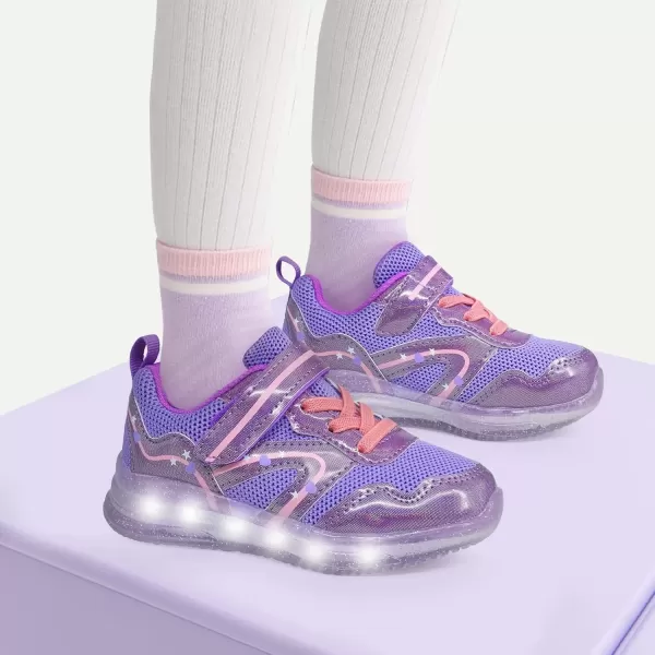 imageSKYWHEEL Boys Girls Sneakers Light up for Toddler Size 5 to Little Kids Size 2Toddler Purple Girl Light Up Shoes