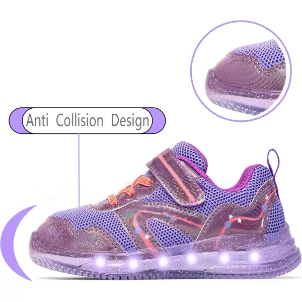 imageSKYWHEEL Boys Girls Sneakers Light up for Toddler Size 5 to Little Kids Size 2Toddler Purple Girl Light Up Shoes