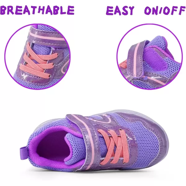 imageSKYWHEEL Boys Girls Sneakers Light up for Toddler Size 5 to Little Kids Size 2Toddler Purple Girl Light Up Shoes
