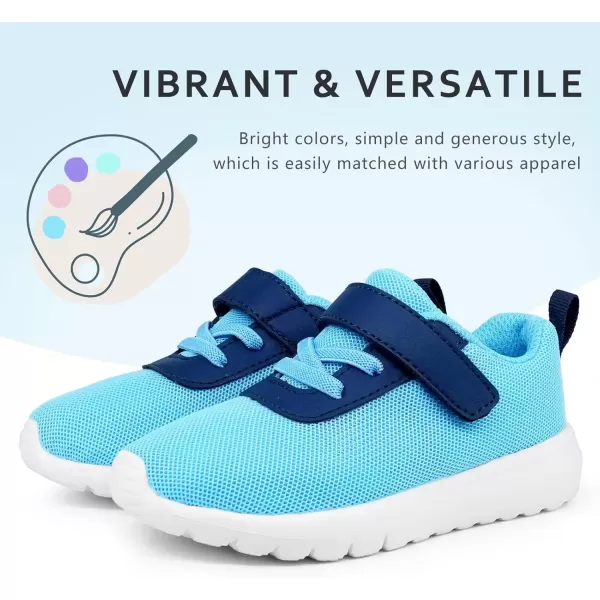 imageSKYWHEEL Boys Girls Sneakers Lighweight Brethable NonSlip Comfortable for All Day Running Walking 11 Little Kids Sky Blue
