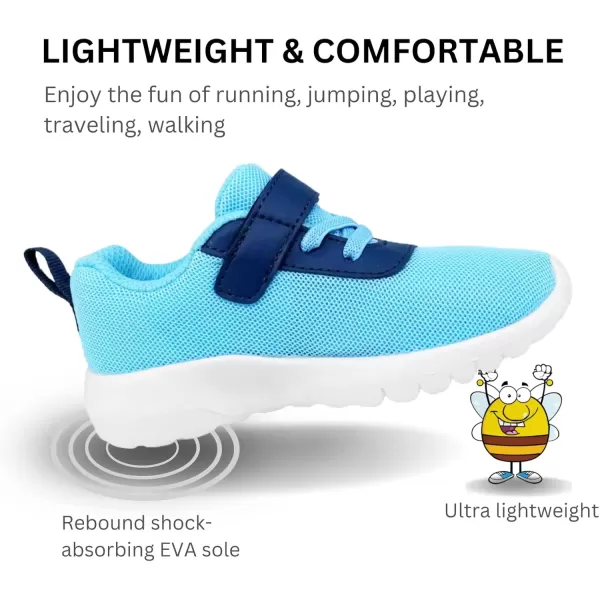 imageSKYWHEEL Boys Girls Sneakers Lighweight Brethable NonSlip Comfortable for All Day Running Walking 11 Little Kids Sky Blue
