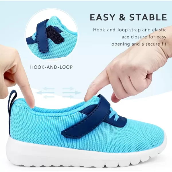 imageSKYWHEEL Boys Girls Sneakers Lighweight Brethable NonSlip Comfortable for All Day Running Walking 11 Little Kids Sky Blue