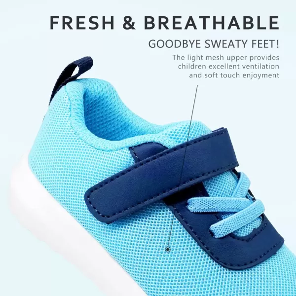 imageSKYWHEEL Boys Girls Sneakers Lighweight Brethable NonSlip Comfortable for All Day Running Walking 11 Little Kids Sky Blue