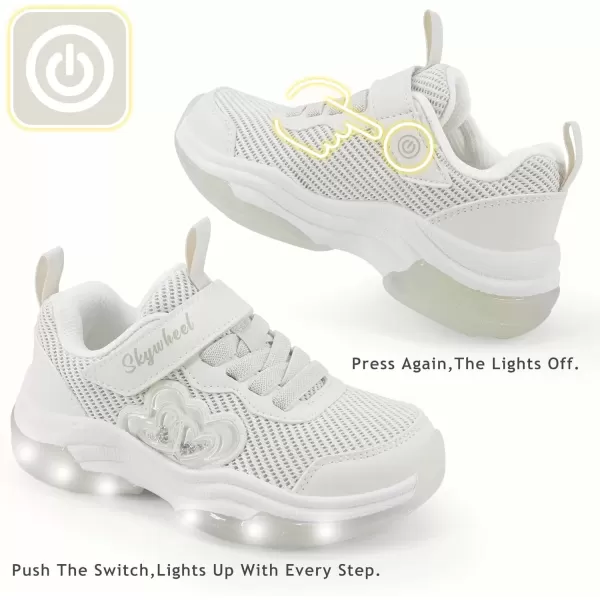 imageSKYWHEEL Light Up Shoes for Girls Boys LED Flashing Sneakers with Switch Tennis Running Shoes Toddler Size 10 to Big Kids Size 5Offwhite Light Up Shoes