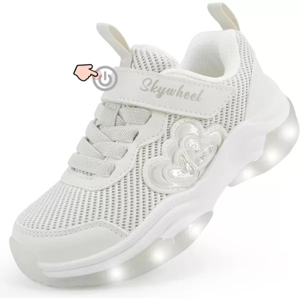 imageSKYWHEEL Light Up Shoes for Girls Boys LED Flashing Sneakers with Switch Tennis Running Shoes Toddler Size 10 to Big Kids Size 5Offwhite Light Up Shoes