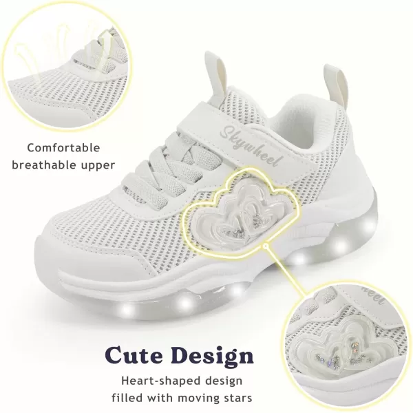 imageSKYWHEEL Light Up Shoes for Girls Boys LED Flashing Sneakers with Switch Tennis Running Shoes Toddler Size 10 to Big Kids Size 5Offwhite Light Up Shoes