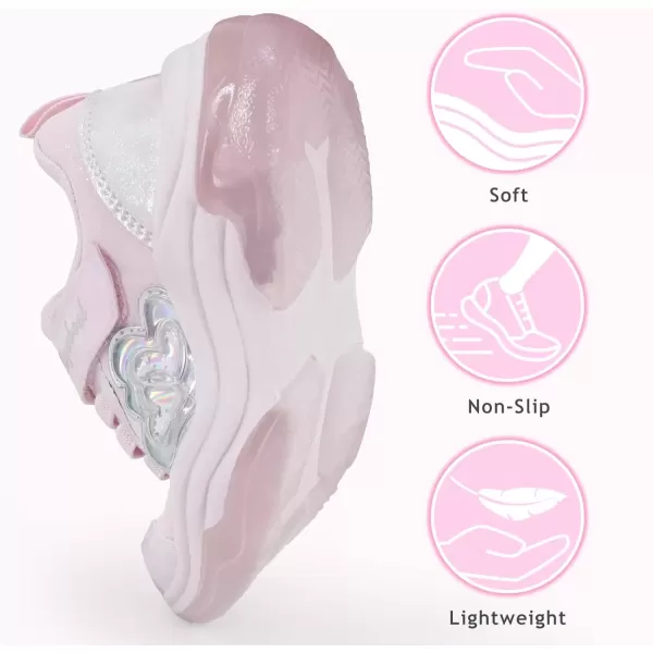 imageSKYWHEEL Light Up Shoes for Girls Boys LED Flashing Sneakers with Switch Tennis Running Shoes Toddler Size 10 to Big Kids Size 5Pink Light Up Shoes