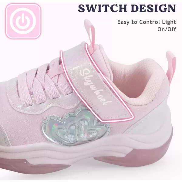 imageSKYWHEEL Light Up Shoes for Girls Boys LED Flashing Sneakers with Switch Tennis Running Shoes Toddler Size 10 to Big Kids Size 5Pink Light Up Shoes
