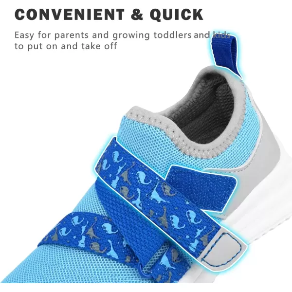 imageSKYWHEEL Toddler Boy Shoes Cushioning Breathable Tennis Running Athletic Sneakers Size 5 Light Blue