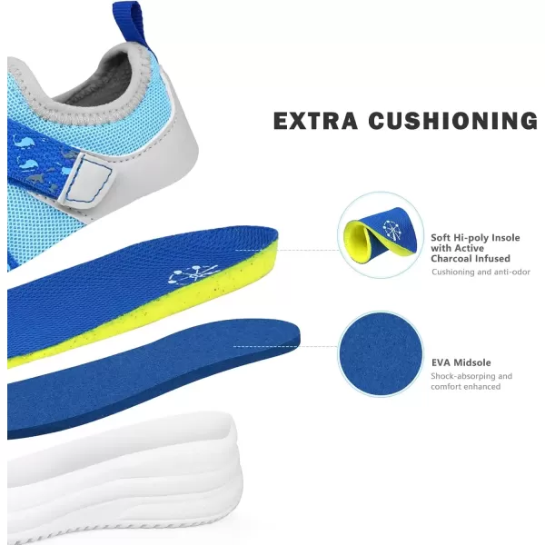 imageSKYWHEEL Toddler Boy Shoes Cushioning Breathable Tennis Running Athletic Sneakers Size 5 Light Blue