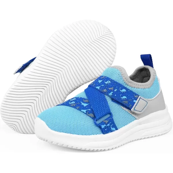 imageSKYWHEEL Toddler Boy Shoes Cushioning Breathable Tennis Running Athletic Sneakers Size 5 Light Blue