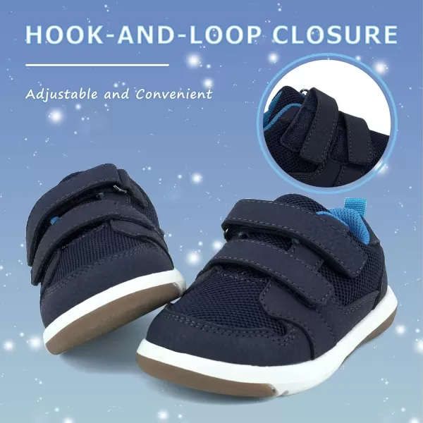 imageSKYWHEEL Toddler Boys Girls Tennis Shoes Kids Slip On Barefoot Shoes Wide Casual Walking Running Sneakers for Little Kids103navy Blue Sneaker Kid