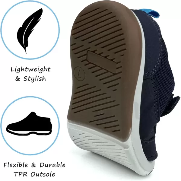imageSKYWHEEL Toddler Boys Girls Tennis Shoes Kids Slip On Barefoot Shoes Wide Casual Walking Running Sneakers for Little Kids103navy Blue Sneaker Kid