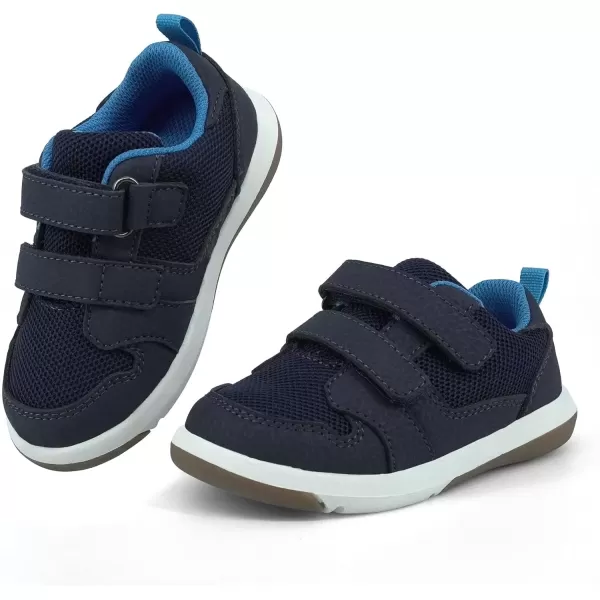 imageSKYWHEEL Toddler Boys Girls Tennis Shoes Kids Slip On Barefoot Shoes Wide Casual Walking Running Sneakers for Little Kids103navy Blue Sneaker Kid