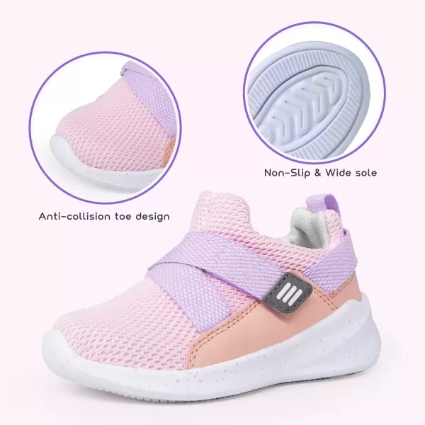 imageSKYWHEEL Toddler Boys Girls Tennis Shoes Kids Slip On Barefoot Shoes Wide Casual Walking Running Sneakers for Little Kids202toddler Girl Pink Shoes