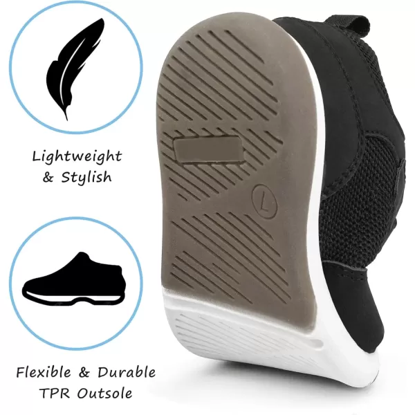 imageSKYWHEEL Toddler Boys Girls Tennis Shoes Kids Slip On Barefoot Shoes Wide Casual Walking Running Sneakers for Little Kids301black Shoes for Toddler Girls