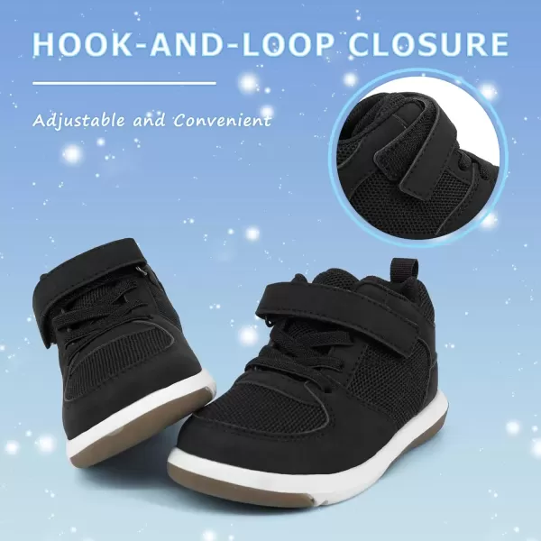 imageSKYWHEEL Toddler Boys Girls Tennis Shoes Kids Slip On Barefoot Shoes Wide Casual Walking Running Sneakers for Little Kids301black Shoes for Toddler Girls