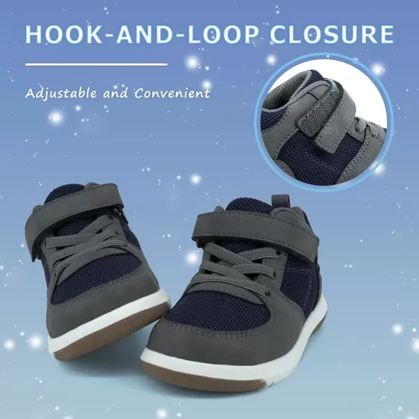 imageSKYWHEEL Toddler Boys Girls Tennis Shoes Kids Slip On Barefoot Shoes Wide Casual Walking Running Sneakers for Little Kids302toddler Boy Grey Shoes