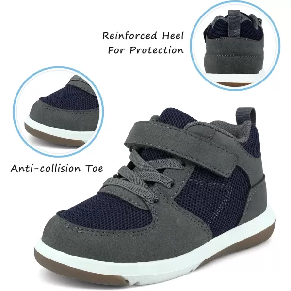 imageSKYWHEEL Toddler Boys Girls Tennis Shoes Kids Slip On Barefoot Shoes Wide Casual Walking Running Sneakers for Little Kids302toddler Boy Grey Shoes
