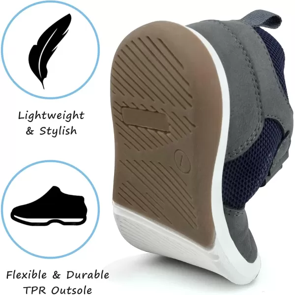 imageSKYWHEEL Toddler Boys Girls Tennis Shoes Kids Slip On Barefoot Shoes Wide Casual Walking Running Sneakers for Little Kids302toddler Boy Grey Shoes
