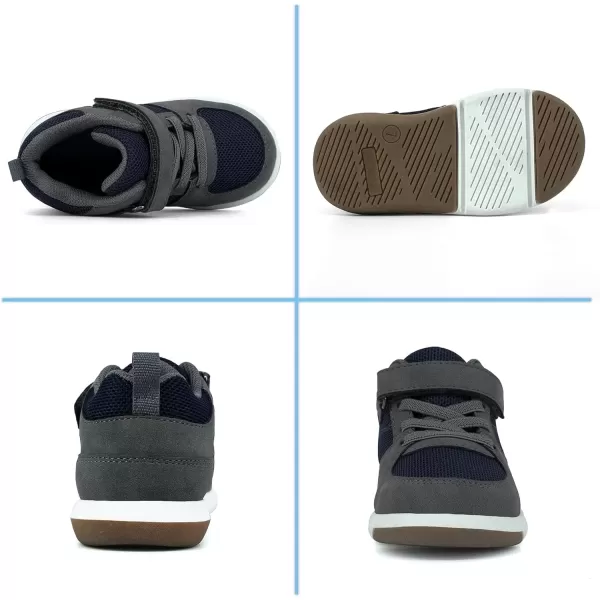 imageSKYWHEEL Toddler Boys Girls Tennis Shoes Kids Slip On Barefoot Shoes Wide Casual Walking Running Sneakers for Little Kids302toddler Boy Grey Shoes