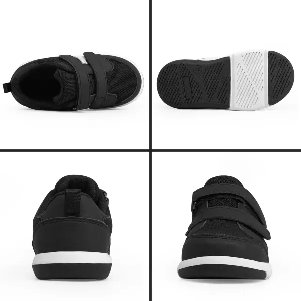 imageSKYWHEEL Toddler Boys Girls Tennis Shoes Kids Slip On Barefoot Shoes Wide Casual Walking Running Sneakers for Little KidsBlack Toddler Shoes