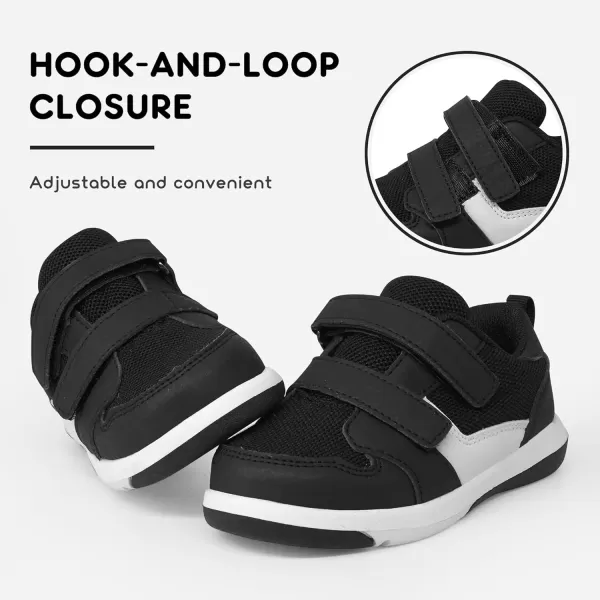 imageSKYWHEEL Toddler Boys Girls Tennis Shoes Kids Slip On Barefoot Shoes Wide Casual Walking Running Sneakers for Little KidsBlack Toddler Shoes