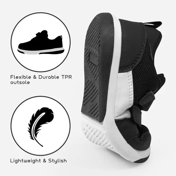imageSKYWHEEL Toddler Boys Girls Tennis Shoes Kids Slip On Barefoot Shoes Wide Casual Walking Running Sneakers for Little KidsBlack Toddler Shoes
