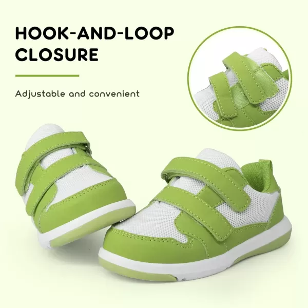 imageSKYWHEEL Toddler Boys Girls Tennis Shoes Kids Slip On Barefoot Shoes Wide Casual Walking Running Sneakers for Little KidsGreen Toddler Shoes