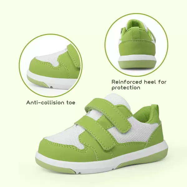 imageSKYWHEEL Toddler Boys Girls Tennis Shoes Kids Slip On Barefoot Shoes Wide Casual Walking Running Sneakers for Little KidsGreen Toddler Shoes