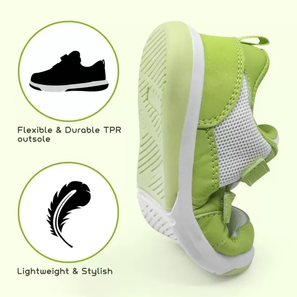 imageSKYWHEEL Toddler Boys Girls Tennis Shoes Kids Slip On Barefoot Shoes Wide Casual Walking Running Sneakers for Little KidsGreen Toddler Shoes