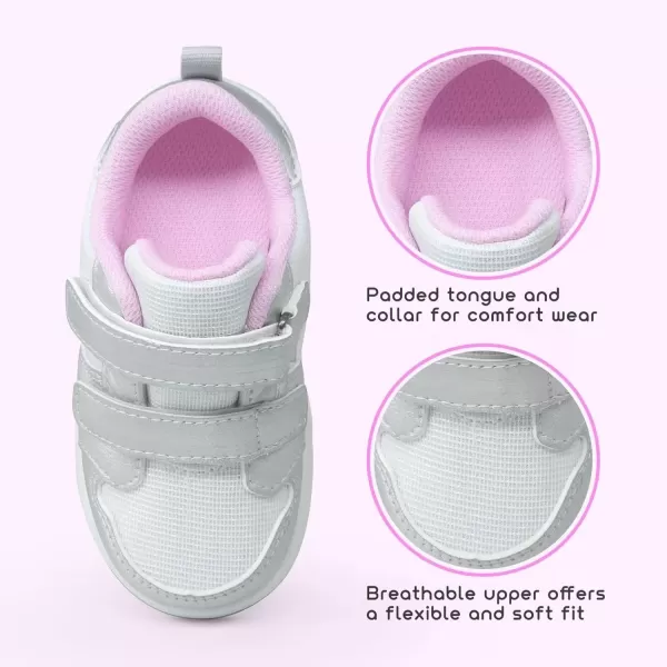 imageSKYWHEEL Toddler Boys Girls Tennis Shoes Kids Slip On Barefoot Shoes Wide Casual Walking Running Sneakers for Little KidsSilver Toddler Shoes