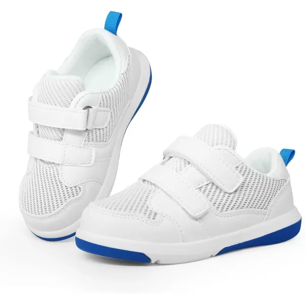 imageSKYWHEEL Toddler Boys Girls Tennis Shoes Kids Slip On Barefoot Shoes Wide Casual Walking Running Sneakers for Little KidsWhite Toddler Shoes