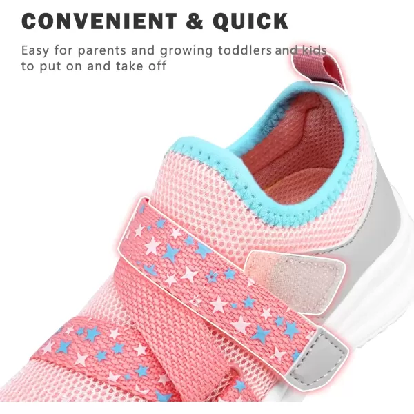 imageSKYWHEEL Toddlers Shoes Girl Sneakers Cushioning Breathable Tennis Running Athletic Shoes Size 8 Orange Pink