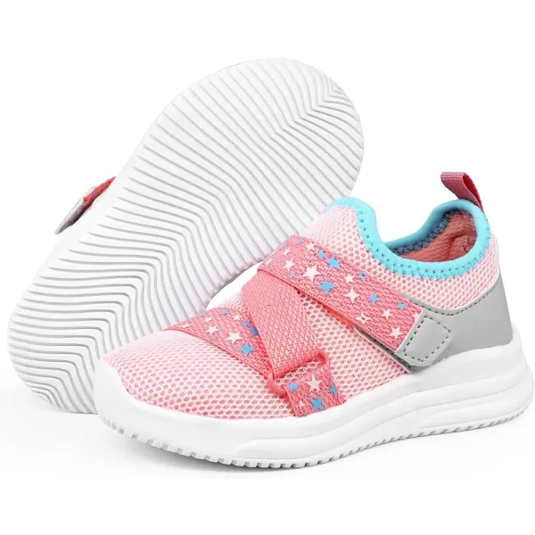imageSKYWHEEL Toddlers Shoes Girl Sneakers Cushioning Breathable Tennis Running Athletic Shoes Size 8 Orange Pink