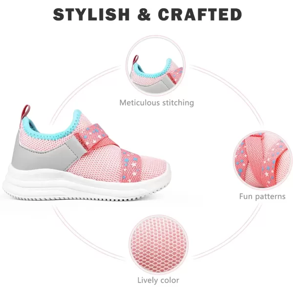 imageSKYWHEEL Toddlers Shoes Girl Sneakers Cushioning Breathable Tennis Running Athletic Shoes Size 8 Orange Pink